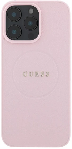 Etui plecki Guess Grained Gold Ring MagSafe do Apple iPhone 15 Pro Max Pink (3666339303945) - obraz 2