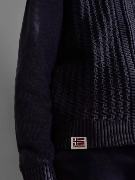 Кофта чоловіча Napapijri NP0A4HK11761005 M Темно-синя (800070312004) - зображення 3