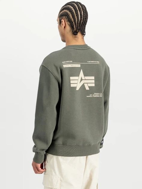 Bluza bez kaptura męska Alpha Industries 258307142 M Zielona - obraz 2