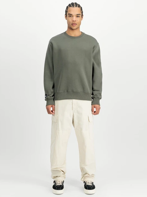 Bluza bez kaptura męska Alpha Industries 258307142 XL Zielona - obraz 3