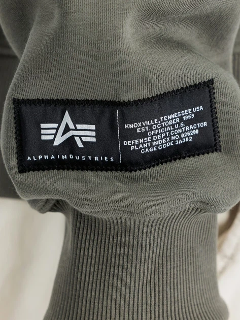 Bluza bez kaptura męska Alpha Industries 258307142 L Zielona - obraz 5