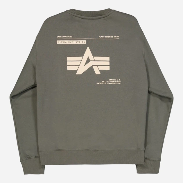 Bluza bez kaptura męska Alpha Industries 258307142 L Zielona - obraz 7