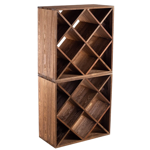 Дерев’яний стелаж для вина Kadax Loreo клітка темно-коричневий 2 шт (5906638310786) - зображення 2