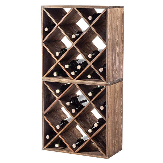 Дерев’яний стелаж для вина Kadax Loreo клітка темно-коричневий 2 шт (5906638310786) - зображення 7
