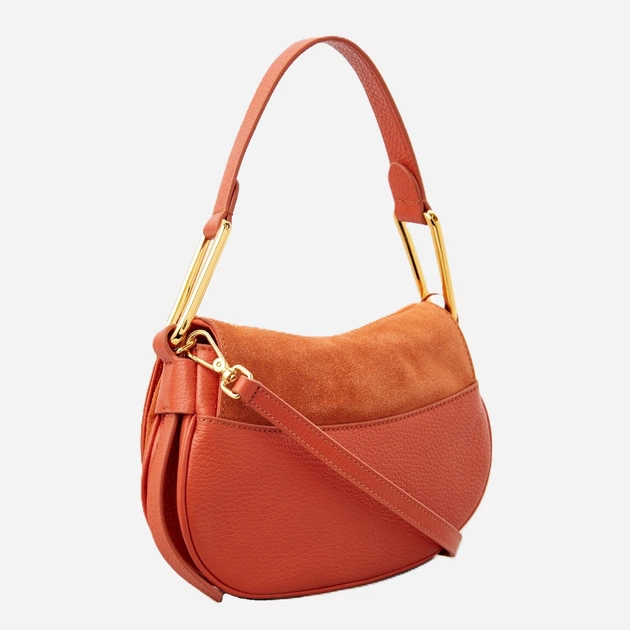 Сумка багет жіноча з натуральної замши маленька Coccinelle E1PQS580101-R30 Оранжева (8059978573247) - зображення 3