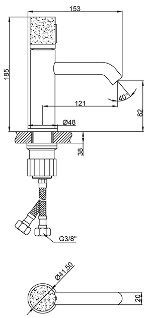 Змішувач для раковини Invena Stone Plus (BU-P3-001-V) - зображення 5