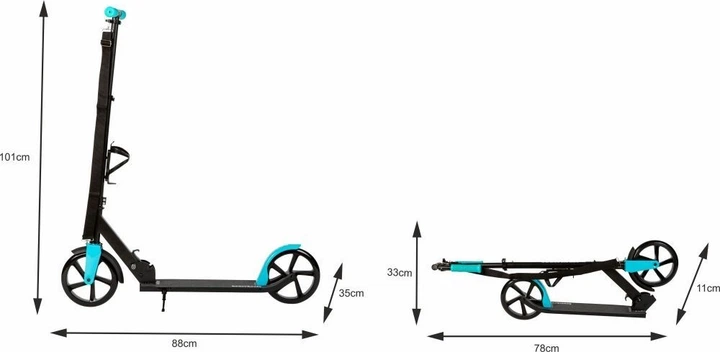 Hulajnoga miejska Bauerkraft dla dzieci i młodzieży składana z uchwytem na bidon G-121 (5904265071216) - obraz 2