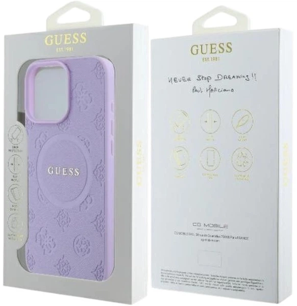 Etui plecki Guess Saffiano Peony Classic Logo MagSafe do Apple iPhone 16 Pro Max Purple (3666339328276) - obraz 8