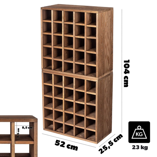 Regał na wino Kadax Loreo szachownica drewniany ciemny brąz 2 szt (5906638310793) - obraz 5