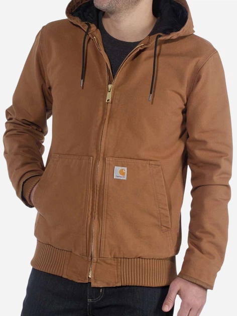 Kurtka przejściowa męska z kapturem Carhartt 104050-BRN L Brązowa - obraz 3