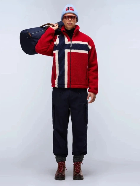 Kurtka przejściowa męska bez kaptura Napapijri NP0A88TCFZF1 XL Czerwona - obraz 3