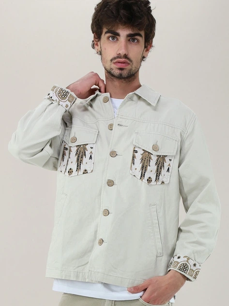 Koszula męska jeansowa Tooco TOCOM-FHS-OFF-WHITE L Biała - obraz 1