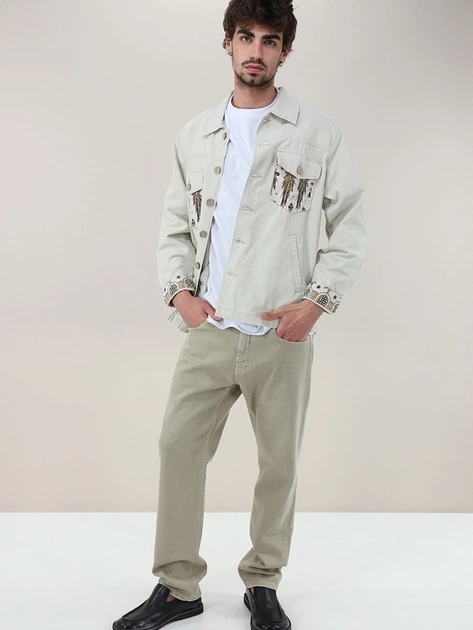 Koszula męska jeansowa Tooco TOCOM-FHS-OFF-WHITE L Biała - obraz 3