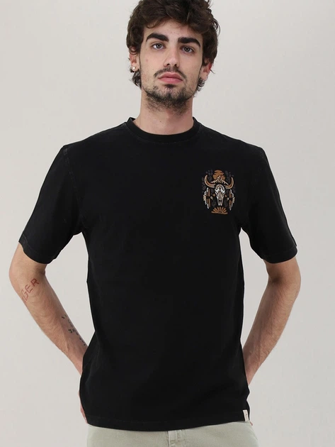 Koszulka męska bawełniana Tooco TOCOM-TSR-SK-BLACK-WHASED S Czarna - obraz 1