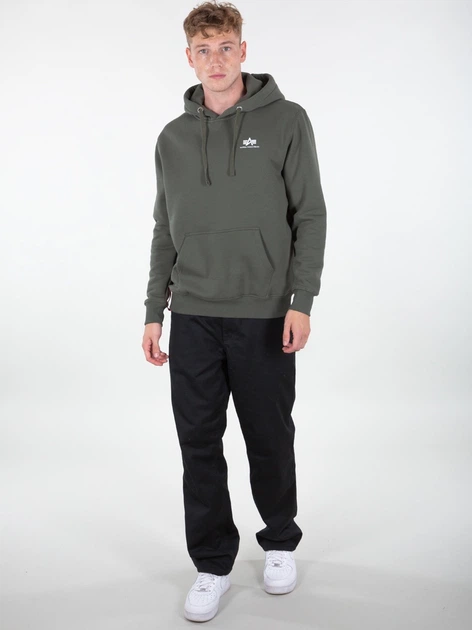 Bluza męska z kapturem kangurka Alpha Industries 196318142 L Zielona - obraz 3