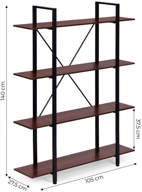 Стелаж ModernHome by Multistore лофт 4 полиці металевий каркас S-04A (5905817008704) - зображення 4