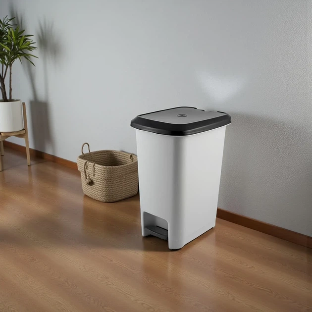 Відро для сміття з педаллю пластиковий з кришкою, 40 л, Сірий (076-GRAY) - зображення 2