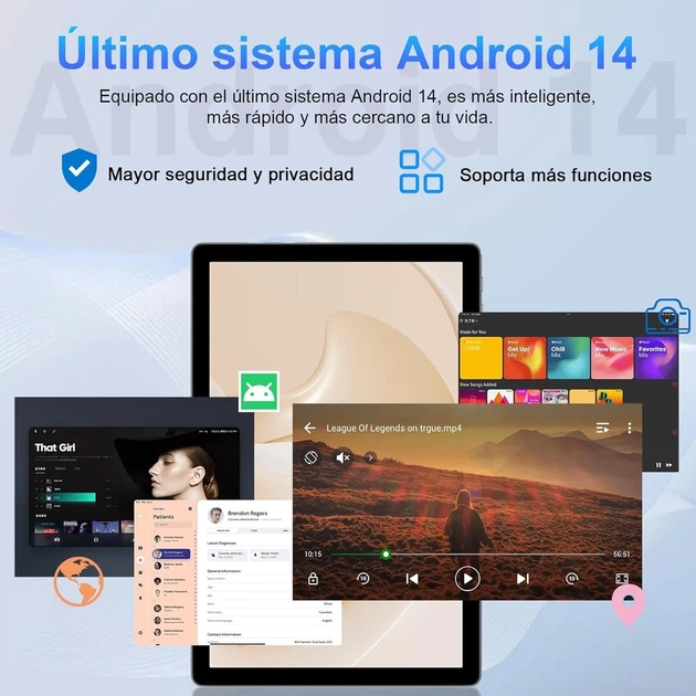 Планшет 10" Full HD SUAAT S3 6+14/128Gb 8 ядер Android 14 6000 mAh Серый - изображение 2