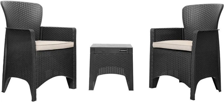 Набір садових меблів Longwell Industrial 2 крісла + стіл Чорні H-058 (5904265080584) - зображення 1