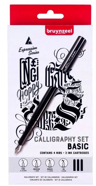 Набір для каліграфії Bruynzeel 60344008 Перо чорнильне креслярське чорні стрижні 8 елементів (8712079440367) - зображення 1