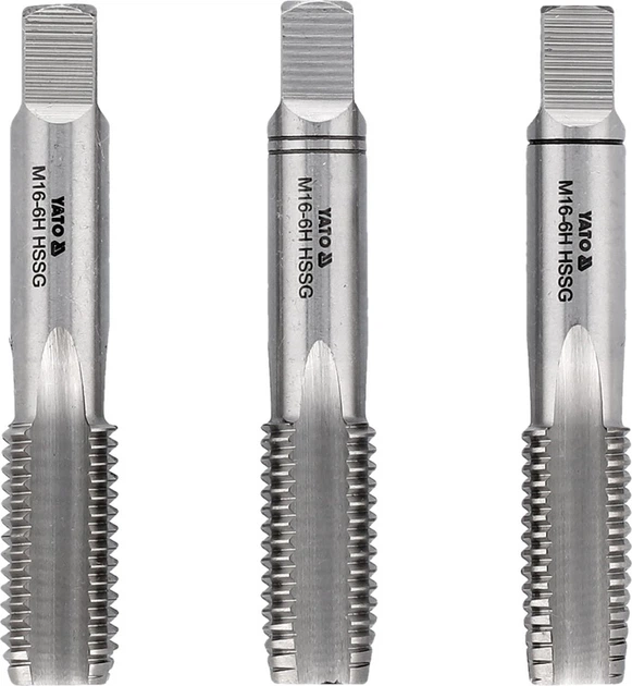 Набір ручних мітчиків YATO HSS M2 M16 3 шт. (YT-2941) - зображення 1
