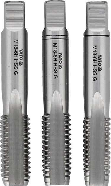 Набір ручних мітчиків YATO HSS M2 M18 3 шт. (YT-2942) - зображення 1