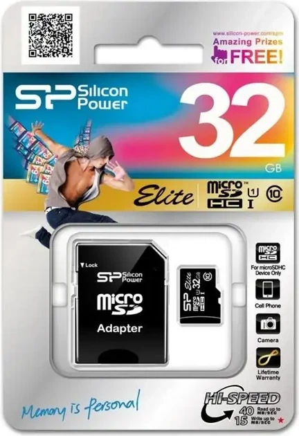 Карта пам'яті SILICON POWER Elite microSDHC 32 GB Class 10 + adapter - Фото 3 Карта пам'яті SILICON POWER Elite microSDHC 32 GB Class 10 + adapter - изображение 3