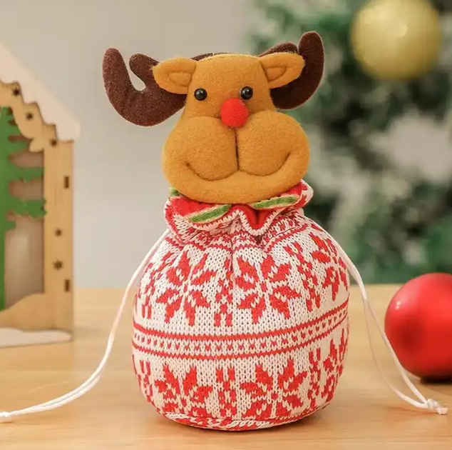 Новорічні мішечки для подарунків, подарунковий мішечок Олень 30 х 15 см - зображення 2