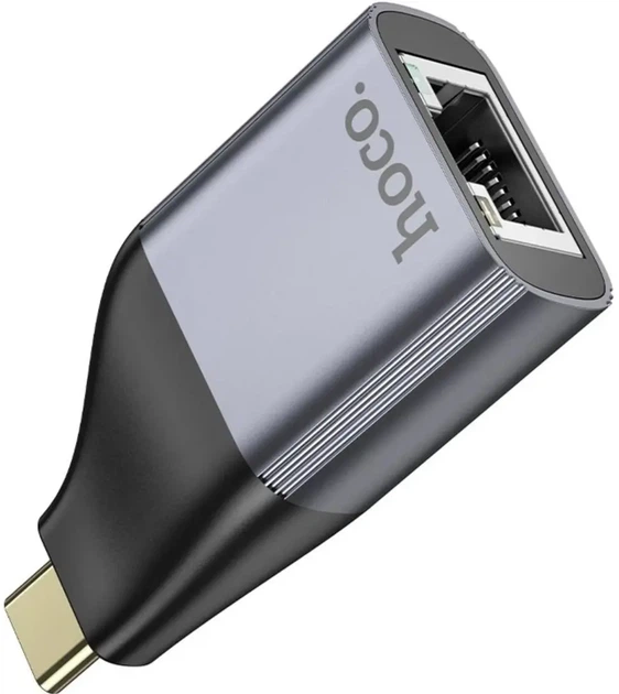 Мережевий адаптер перехідний HOCO UA35 USB TYPE-C to LAN, RJ45, 100 мб/с, gray - изображение 4