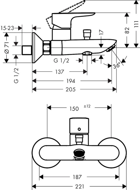 Bateria łazienkowa Hansgrohe Talis E 71740140 - obraz 2