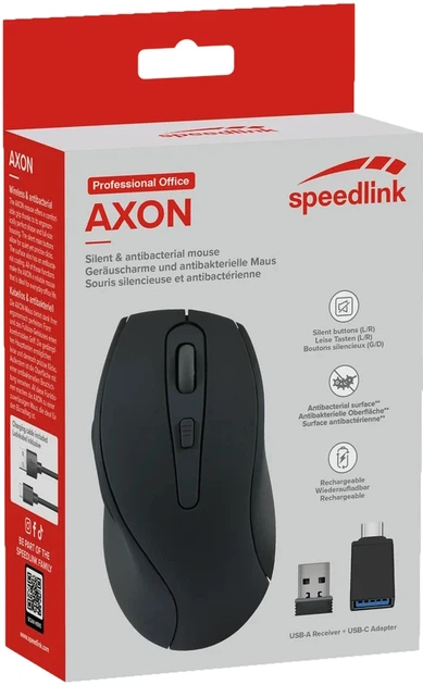 Mysz Speedlink Axon Silent & Antibacterial Rechargeable Mouse Bezprzewodowa Czarna (4027301351347) - obraz 8