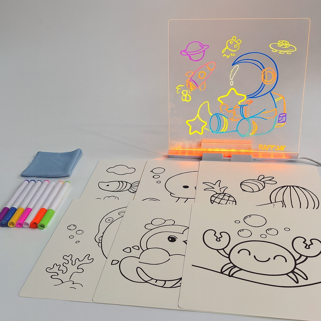 3D доска для творчества и рисования 20×20 см + маркеры, USB LED ночник - Фото 5 3D доска для творчества и рисования 20×20 см + маркеры, USB LED ночник - изображение 5