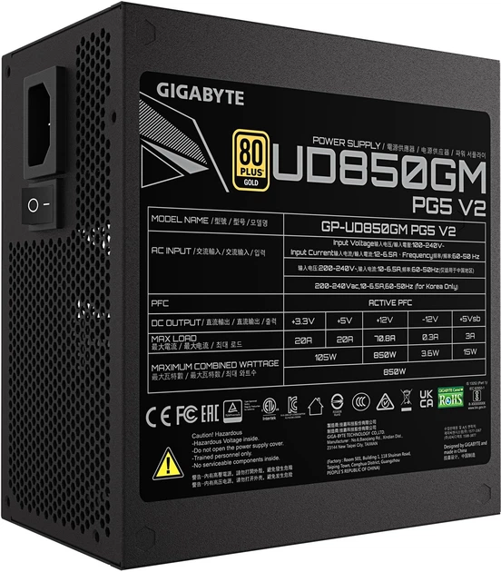 Zasilacz Gigabyte UD850GM PG5 V2 (GP-UD850GM PG5 V2) - obraz 5