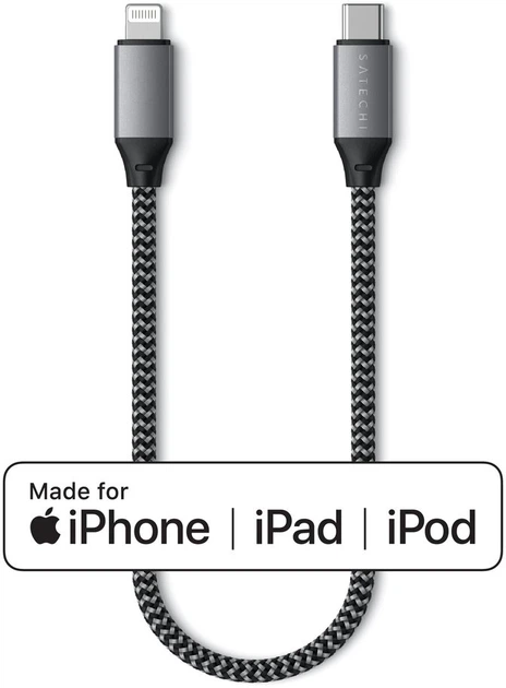 Кабель синхронізації Satechi USB Type-C to Lightning Cable 0.25 м Space Gray (ST-TCL10M) - зображення 2