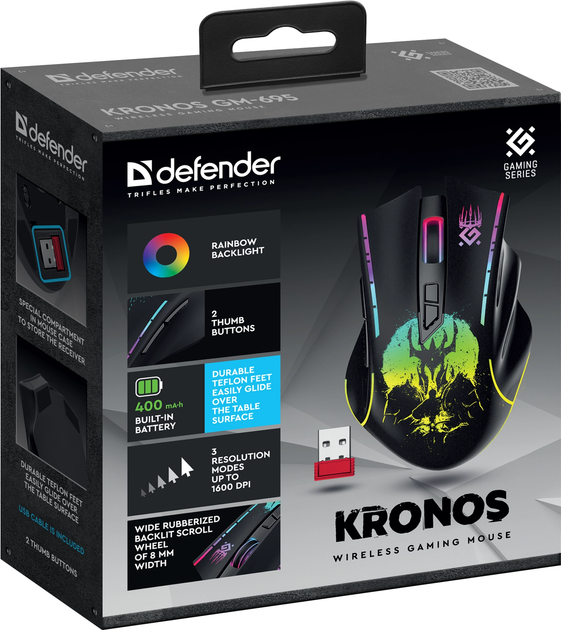 Миша Defender Kronos GM-695 Wireless Black (4745090825107) - зображення 8