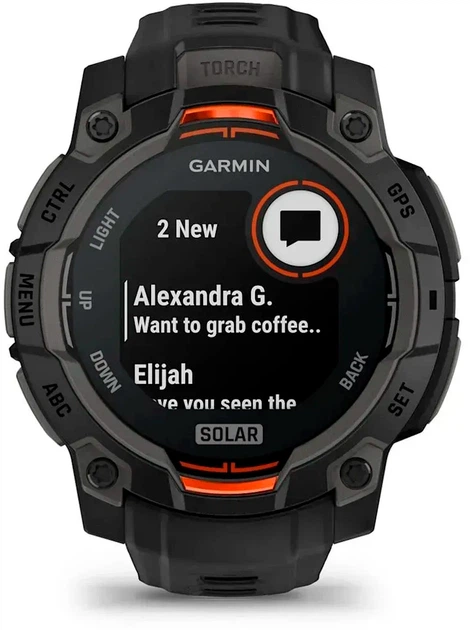 Smartwatch Garmin Instinct 3 45mm Solar Black Bezel with Black Band (010-02934-00) - obraz 4