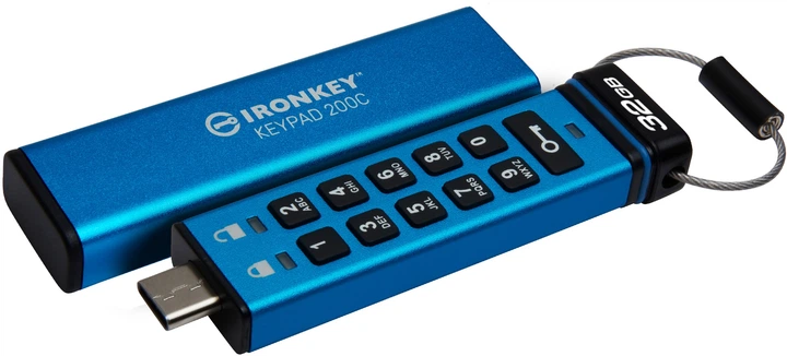Флеш пам'ять USB Kingston IronKey Keypad 200 32GB USB Type-C Blue (IKKP200C/32GB) - зображення 3