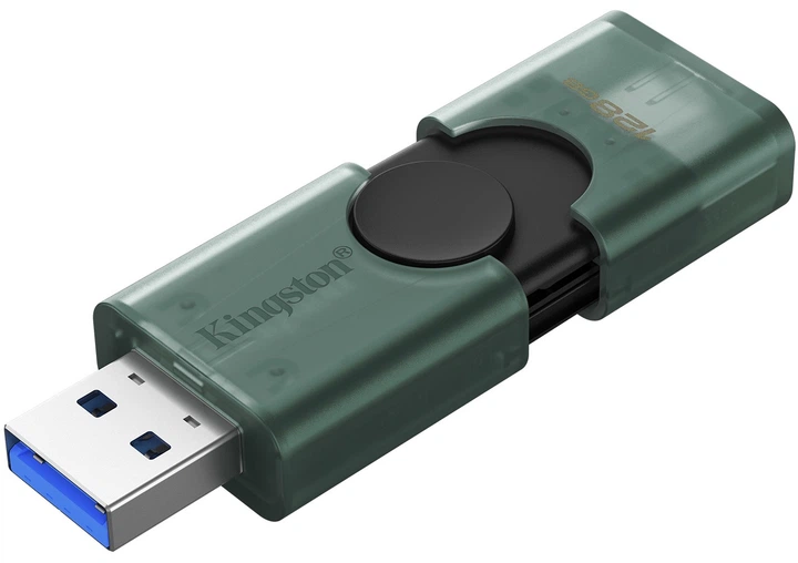 Флеш пам'ять USB Kingston DataTraveler Duo 256GB USB 3.2 Gen 1 + Type-C Black/Green (DTDEG2/256GB) - зображення 4