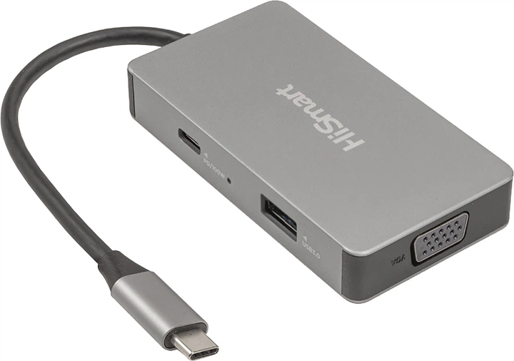 USB-hub HiSmart USB Type-C - 2 x HDMI, 1 x VGA, 1 x USB Type-A, 1 x USB Type-C, PD 60 W (CA913879) - obraz 1