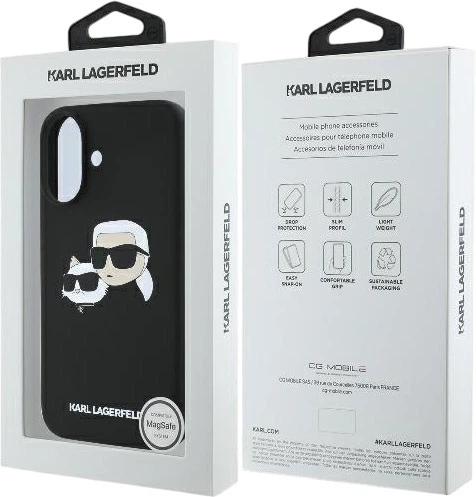 Etui plecki Karl Lagerfeld Silicone Double Heads Print MagSafe do iPhone 16 Black (3666339319526) - obraz 8