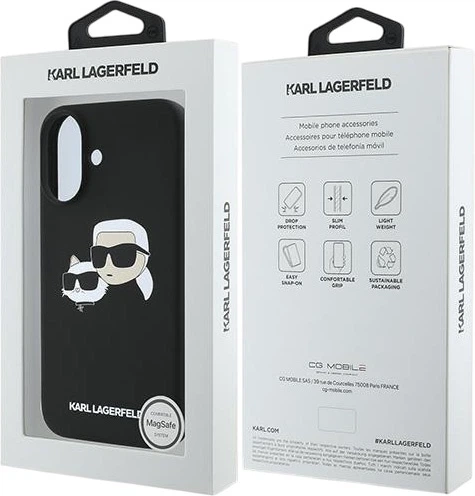 Etui plecki Karl Lagerfeld Silicone Double Heads Print MagSafe do iPhone 16 Plus Black (3666339319533) - obraz 8