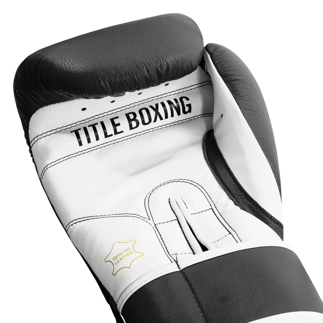 Рукавички боксерські шкіряні з бинтами TITLE Boxing Pro Style 3.0 розмір 14 унцій, чорно-білі - изображение 5