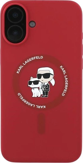 Etui plecki Karl Lagerfeld Silicone Karl&Choupette Heads Ring MagSafe do iPhone 16 Plus Red (3666339318697) - obraz 3