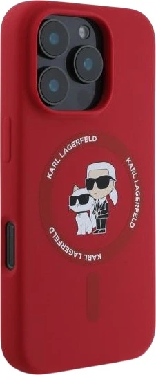 Etui plecki Karl Lagerfeld Silicone Karl&Choupette Heads Ring MagSafe do iPhone 16 Pro Max Red (3666339318710) - obraz 2