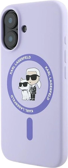 Etui plecki Karl Lagerfeld Silicone Karl&Choupette Heads Ring MagSafe do iPhone 16 Pro Purple (3666339318734) - obraz 2