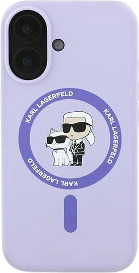 Etui plecki Karl Lagerfeld Silicone Karl&Choupette Heads Ring MagSafe do iPhone 16 Pro Purple (3666339318734) - obraz 3