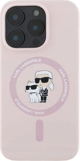 Etui plecki Karl Lagerfeld Silicone Karl&Choupette Heads Ring MagSafe do iPhone 16 Pro Pink (3666339318772) - obraz 4
