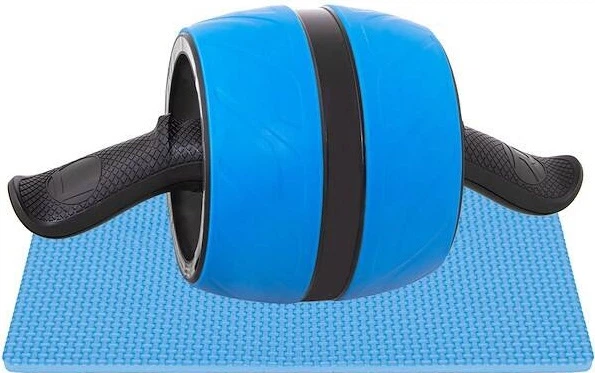 Ролик для тренувань Springos FA5000 з килимом Чорно-блакитний (5907719409573) - зображення 1