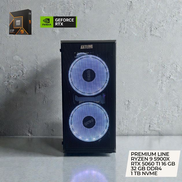 Ігровий преміум ПК AMD Ryzen 9 5900X / NVIDIA RTX 5060 TI 16 GB / 32 GB DDR4 / 1 TB SSD M2 NVME / ASUS PRIME AMD 570P / CHIEFTEC POLARIS 750W / QUBE NEPTUNE - зображення 4