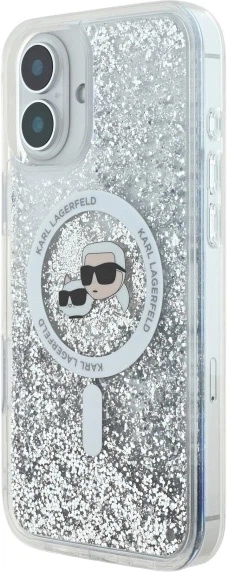 Etui plecki Karl Lagerfeld Liquid Glitter Karl&Choupette Head Magsafe do iPhone 16 Plus Transparent (3666339319137) - obraz 2